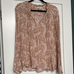LOFT - Women's Brown Patterned Blouse